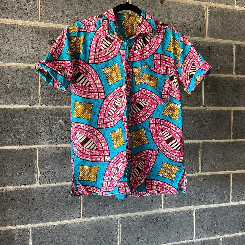 Custom - Large - Multi Colored - Button Up Floral T-Shirt